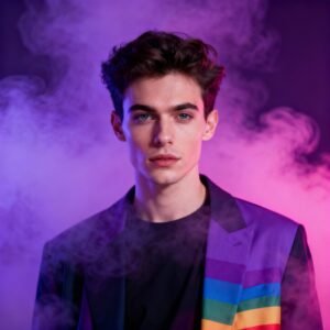 Bisexual content creator with Q+ color scheme 