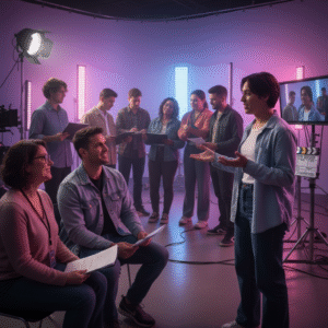 Diverse casting session emphasizing authentic representation in cinema